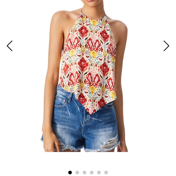 Alice + Olivia Patterned Handkerchief Halter Top | Large - Picture 1 of 7